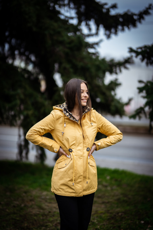 Parkajacke Yellow/Leopardenmuster