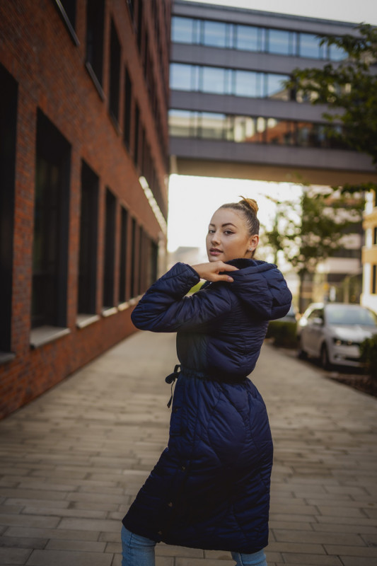 Stepp-Mantel mit Kapuze beige