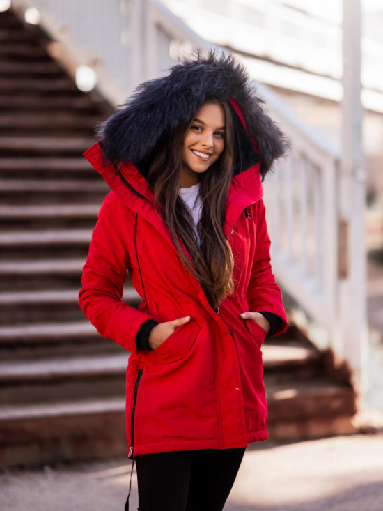 Winterjacke mit hohem Kragen schwarz
