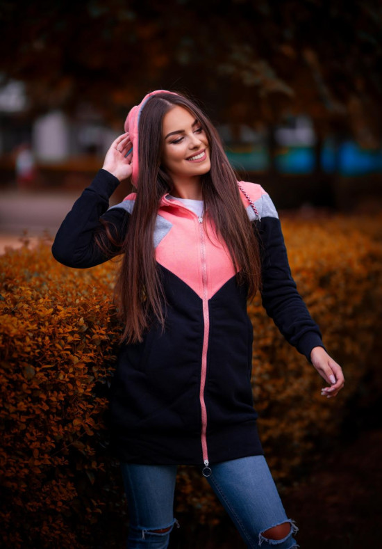 Sweatjacke in langer Form schwarz/gelb/beige