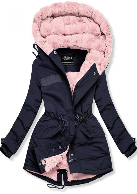 Parkajacke mit Teddyplüsch dunkelblau