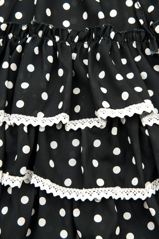 Volantkleid mit Punkten schwarz