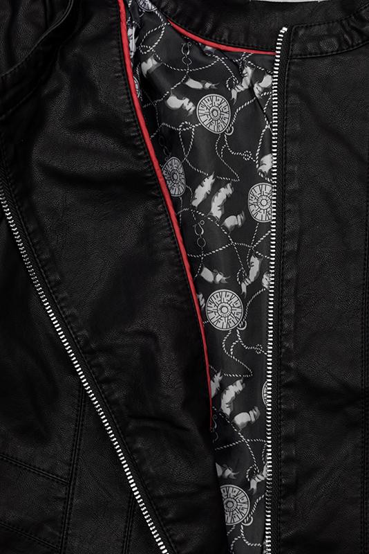 Kunstlederjacke mit Steppung schwarz