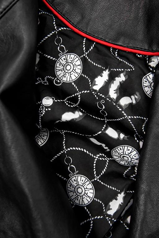 Kunstleder mit gemustertem Futter Schwarz