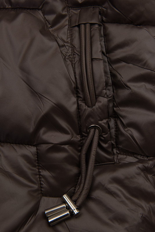 Winterjacke mit Fell, halbglänzend, Kakaobraun