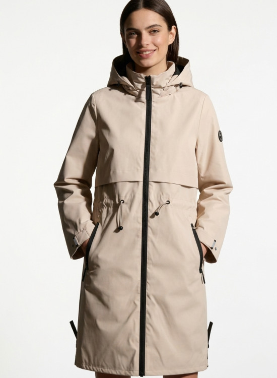 Übergangsparka für Damen mit abnehmbarer Kapuze Beige