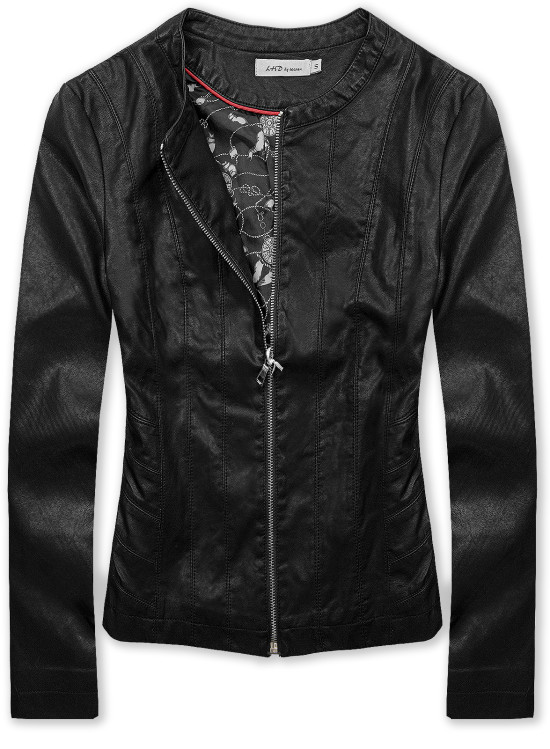 Kunstlederjacke mit Steppung schwarz