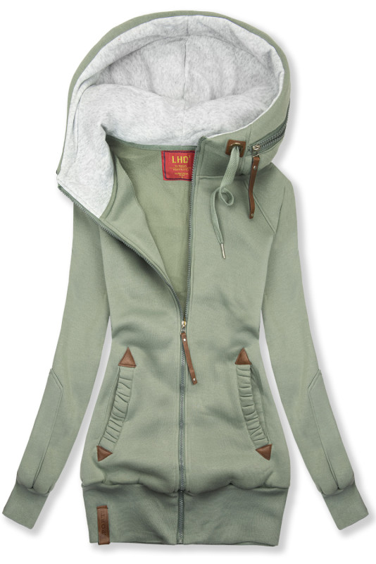 Verlängertes, warmes Sweatshirt Salbeigrün