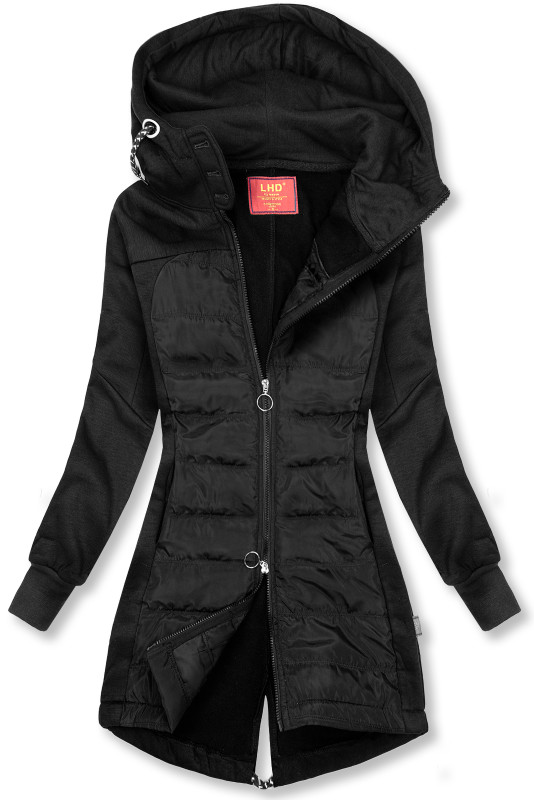 Sweatmantel mit 2-Wege-Reißverschluss schwarz