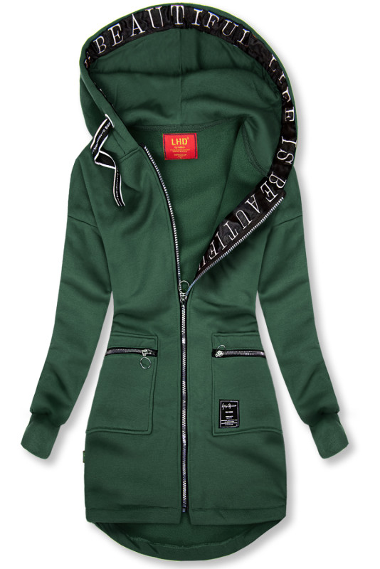 Sportliche lange Sweatjacke smaragdgrün