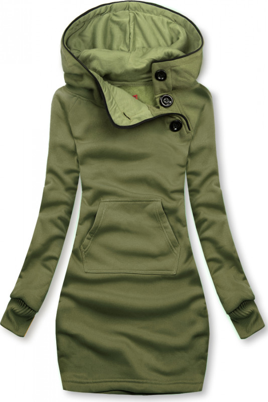 Verlängerte Sweatshirt/Sweatkleid mit Kapuze khaki
