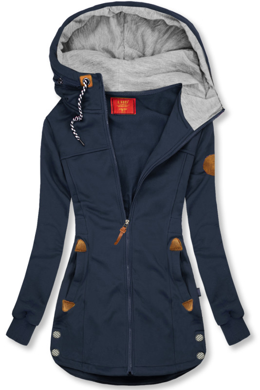 LHD Sweatjacke mit Gummi in der Taille dunkelblau