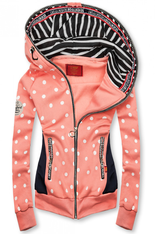 Kapuzensweatjacke mit Allover Punkte-Design aprikose