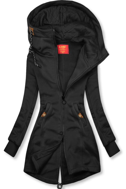 Sweatjacke mit gesteppte Kapuze Schwarz