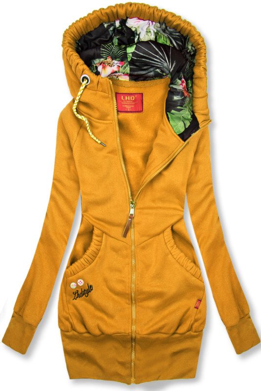 LHD Sweatjacke mit Blumen-Kapuze gelb