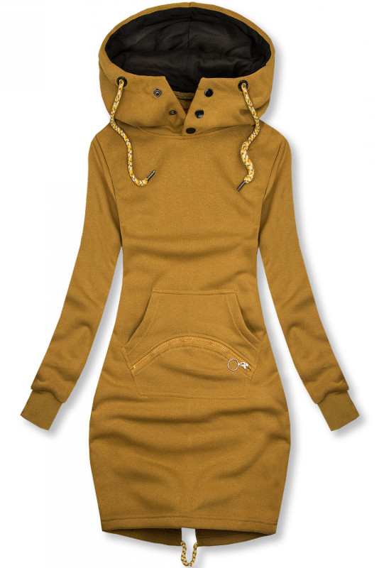 Verlängerte Sweatshirt/Sweatkleid mustard/schwarz
