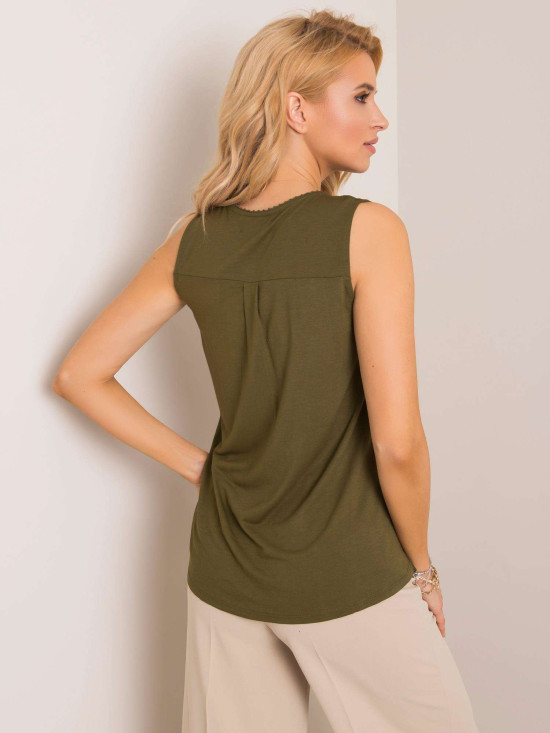Khaki Top mit Spitze