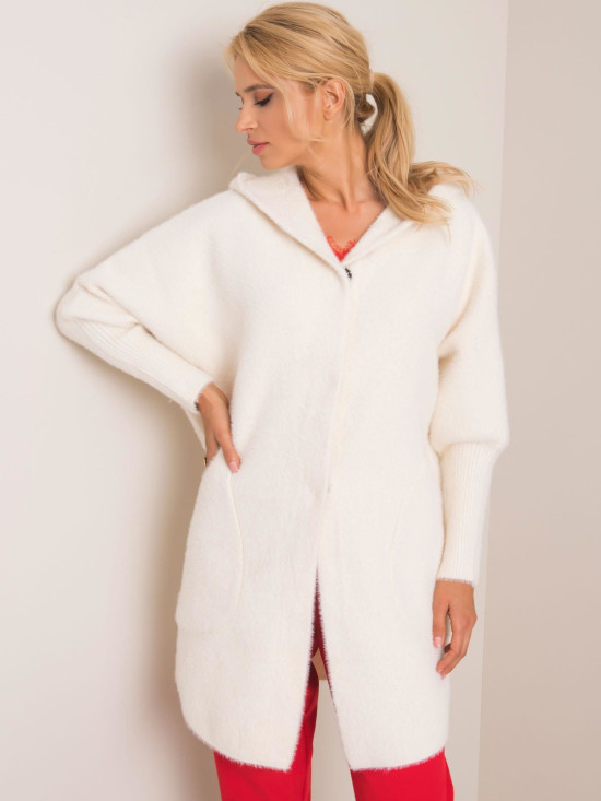 Ecru Alpaka Mantel mit Kapuze