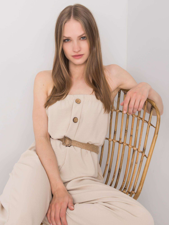 Helle beige Overall mit Gürtel von RUE PARIS