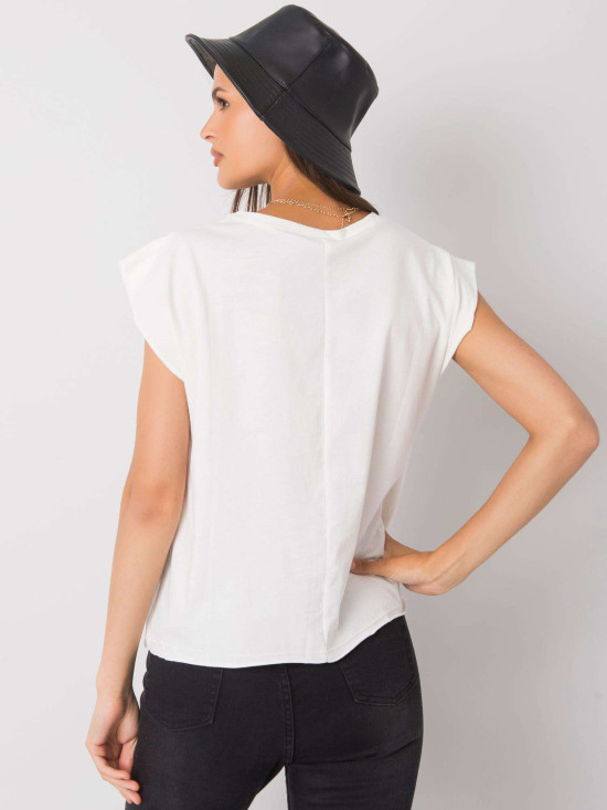 Ecru Damen Baumwoll T-Shirt mit Druck