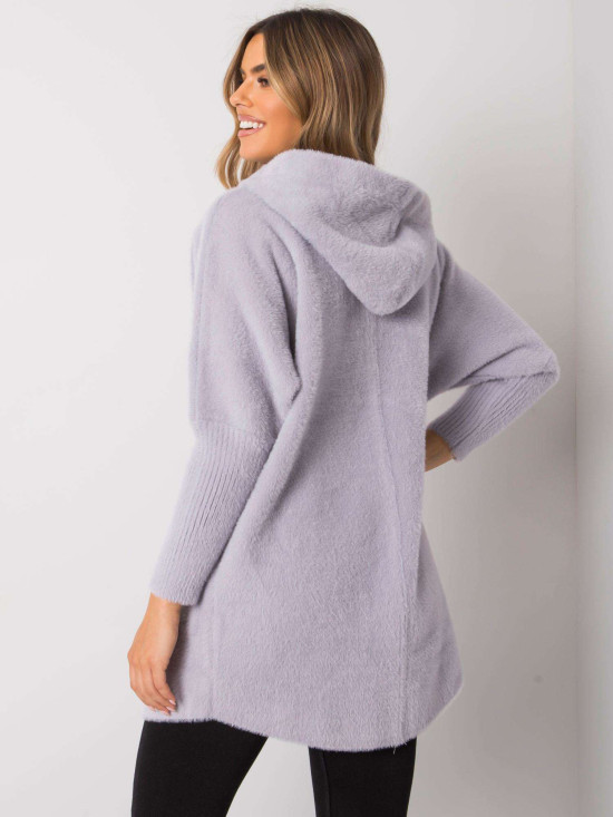 Helle graue Alpaka-Mantel mit Kapuze