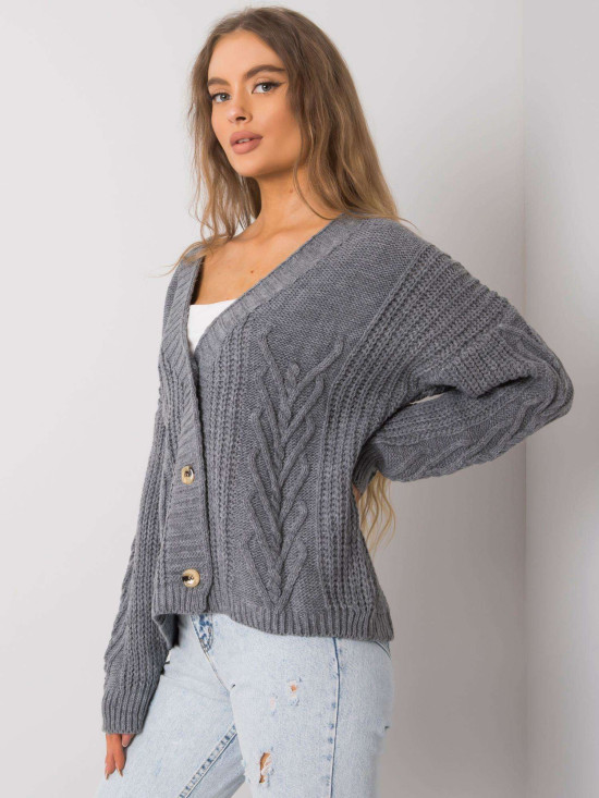 Grafitfarbener Oversize-Pullover OCH BELLA
