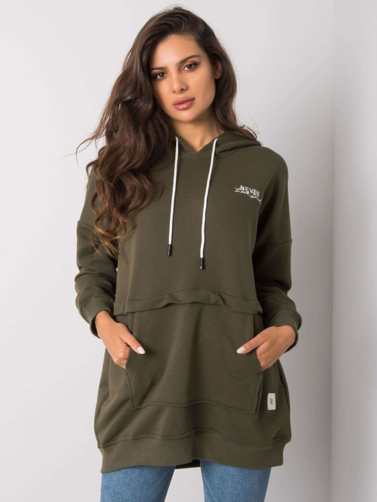 Khaki Damen Kapuzenpullover
