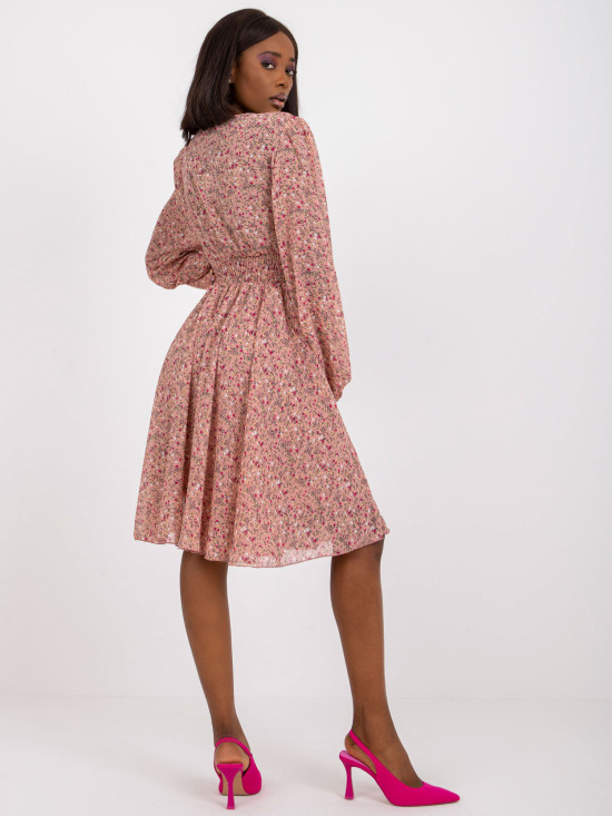 Rosa Blumen Midi Kleid