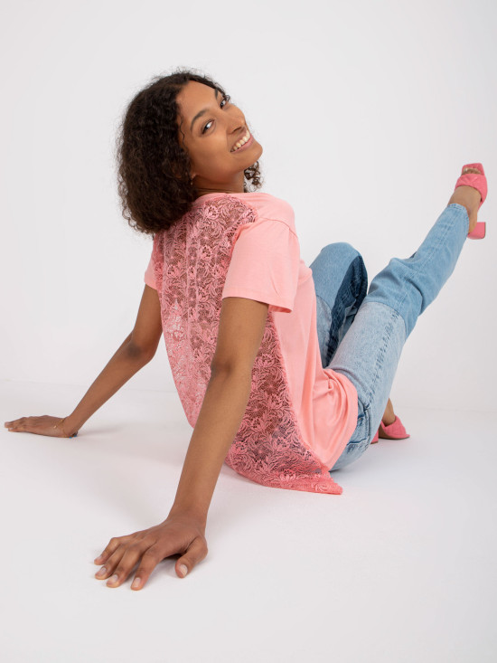 Stylische Bluse mit V-Ausschnitt in Hellrosa