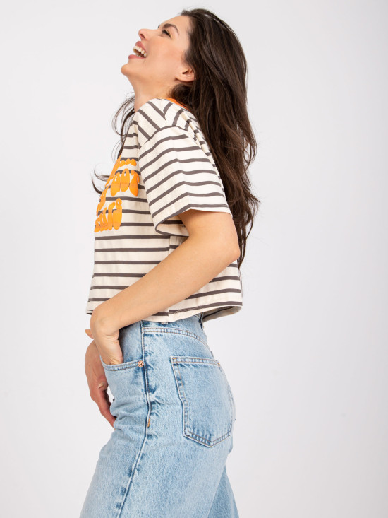 Beige Polo-Bluse mit kurzen Ärmeln