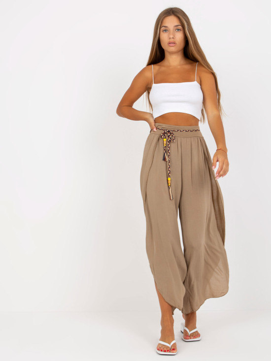 Beige luftige Hose mit Schlitz OCH BELLA