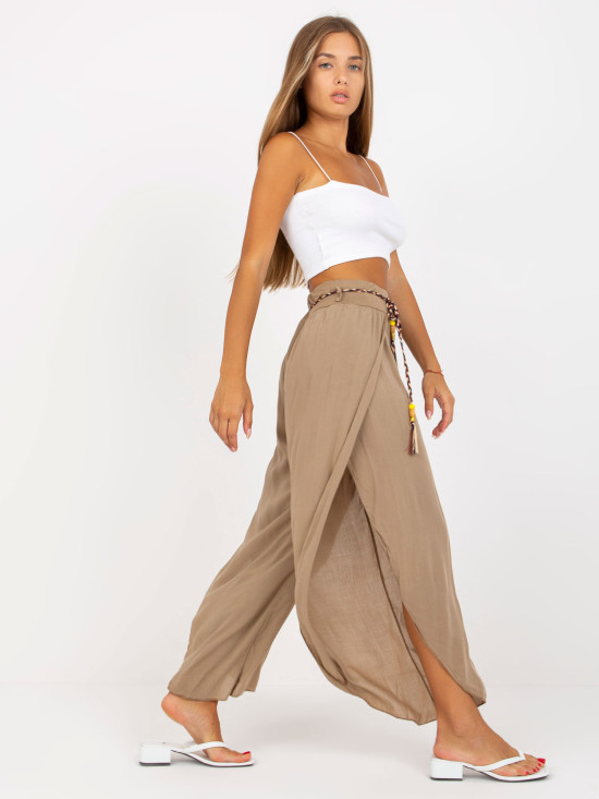 Beige luftige Hose mit Schlitz OCH BELLA