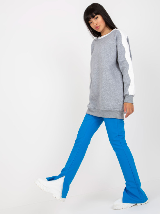 Grau-weiße Basic Sweatshirt ohne Kapuze RUE PARIS