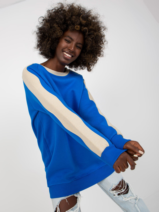 Blau-beige Basic Sweatshirt aus Baumwolle