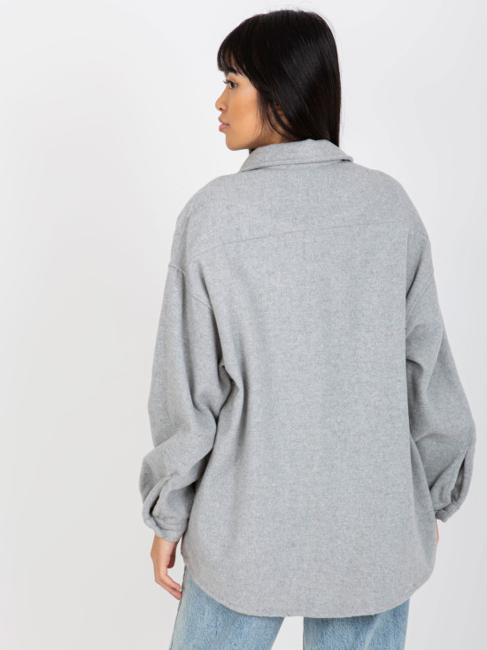 Grau warme Damenbluse mit Taschen