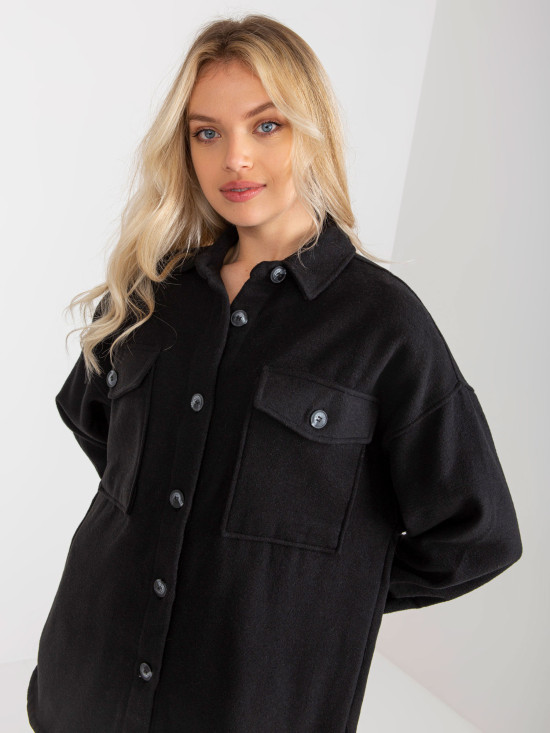 Schwarze Damenbluse mit Taschen