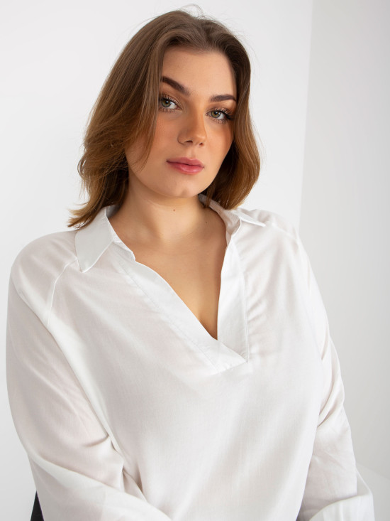 Ecru Bluse Plus Size mit Kragen