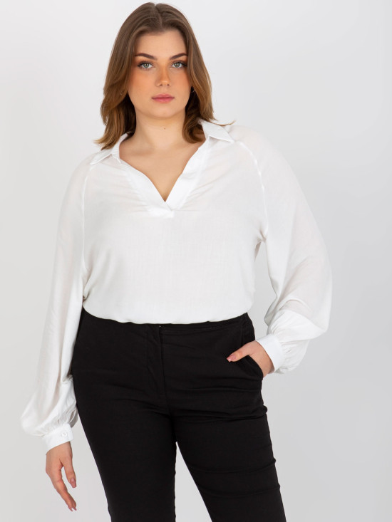 Ecru Bluse Plus Size mit Kragen