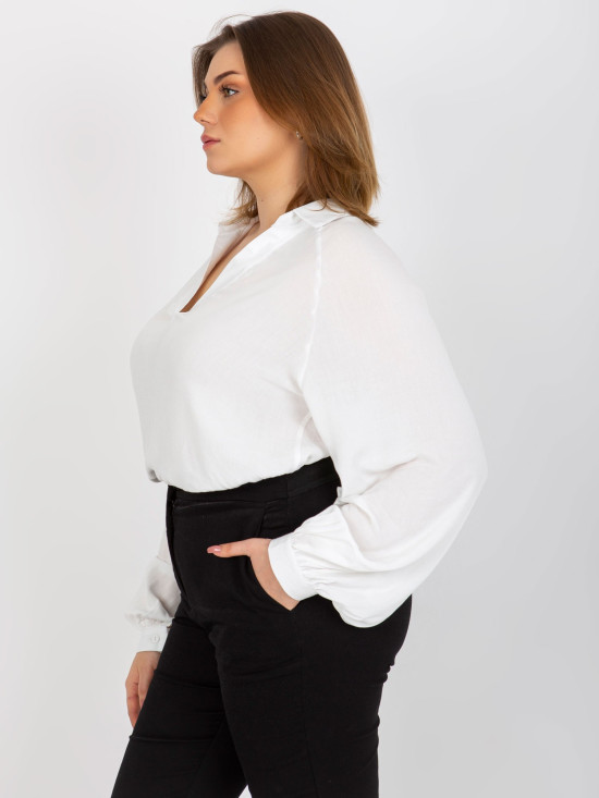 Ecru Bluse Plus Size mit Kragen