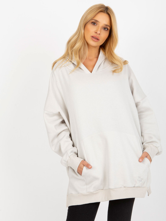 Helle graue lange Oversize-Hoodie MAYFLIES