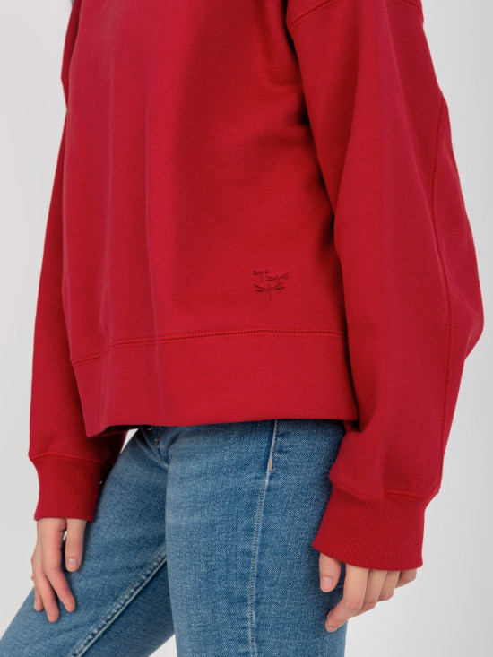Dunkelrote Kapuzenpullover mit MAYFLIES-Patch
