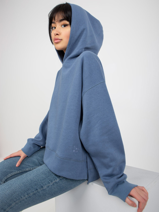 Dunkelblaue Sweatshirt mit Kapuze und Schlitzen MAYFLIES