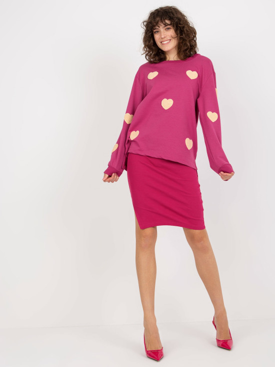 Fuchsia Casual Set mit gestreiftem Kleid