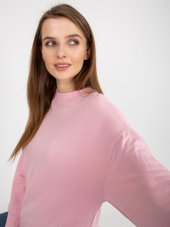 Helle rosa Basic Sweatshirt ohne Kapuze mit Schlitzen