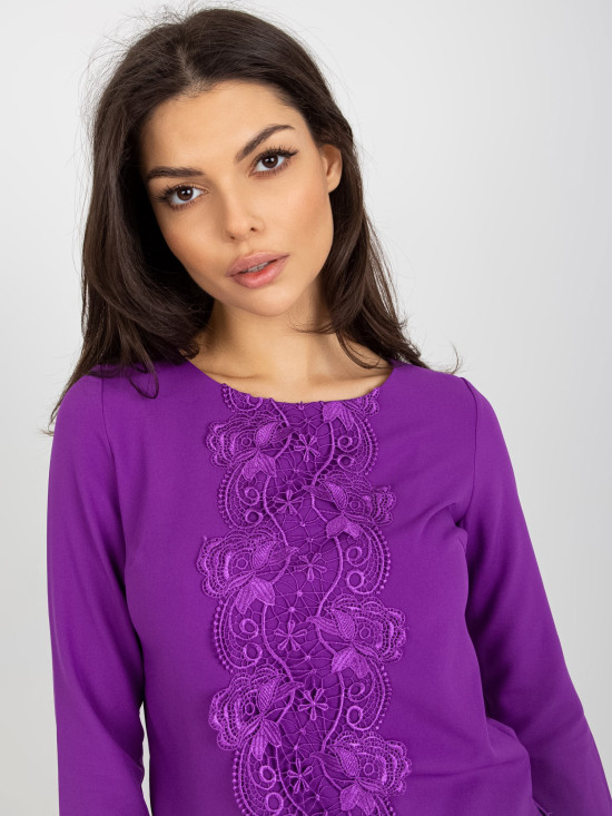 Lila elegante Bluse mit 3/4-Ärmeln