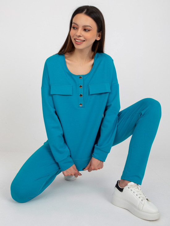 Blauer Baumwoll-Casual-Set