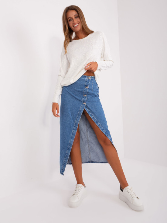 Ecru klassischer Pullover mit Rundhalsausschnitt