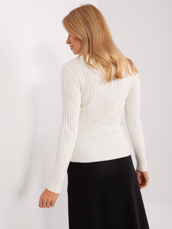 Ecru klassischer Pullover mit Rundhalsausschnitt