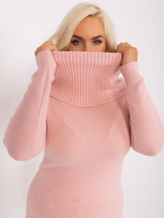 Helle rosa Plus-Size-Strickjacke mit Rippbündchen