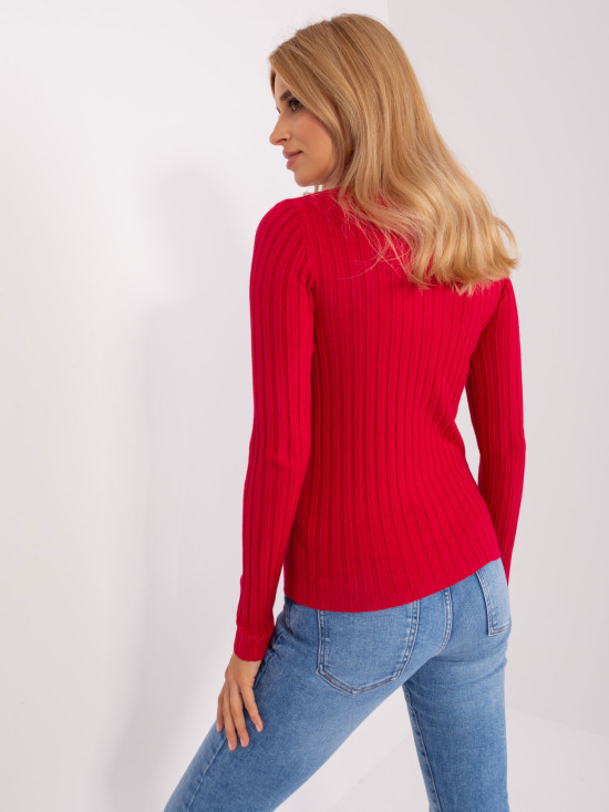 Roter Damenpullover mit Rollkragen aus Viskose